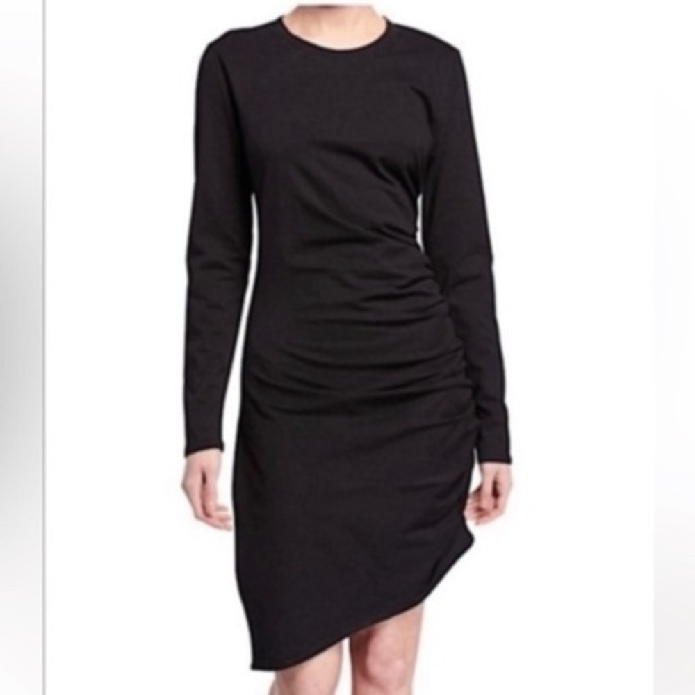 Veronica Beard Jaelyn Black Ruched Long Sleeve Dress Small